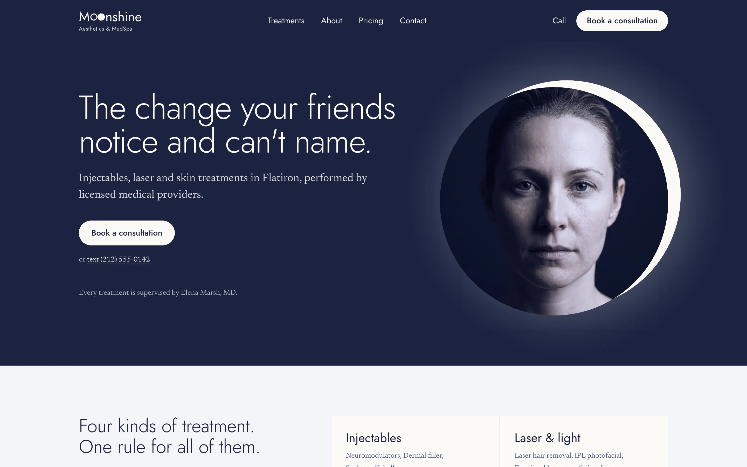 The Moonshine Aesthetics & MedSpa website