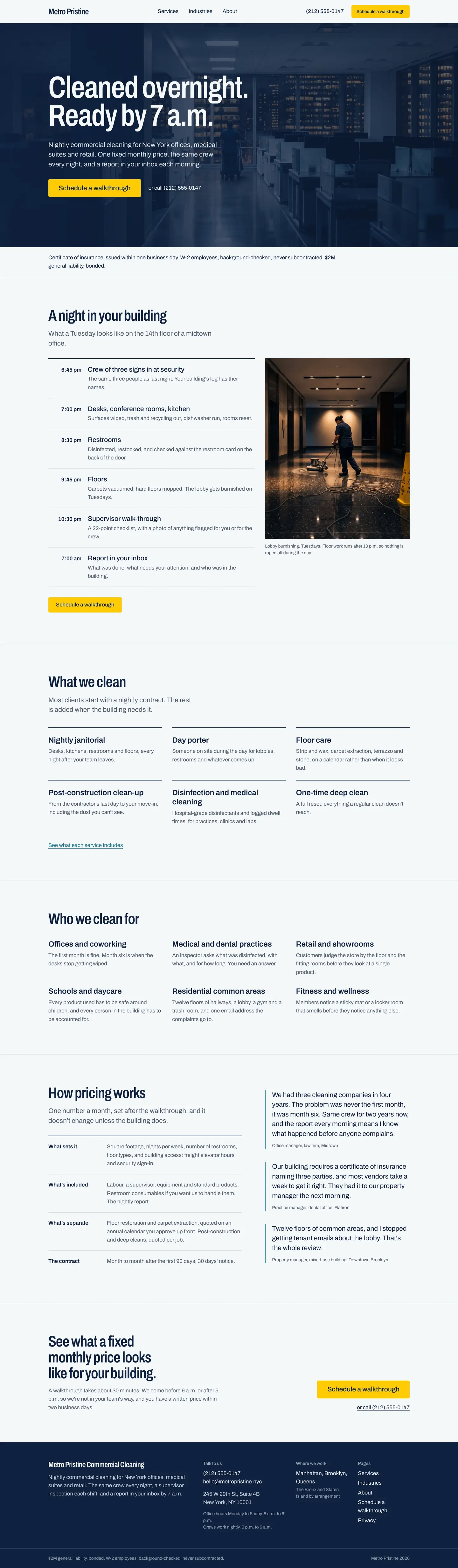The Metro Pristine home page, from top to bottom