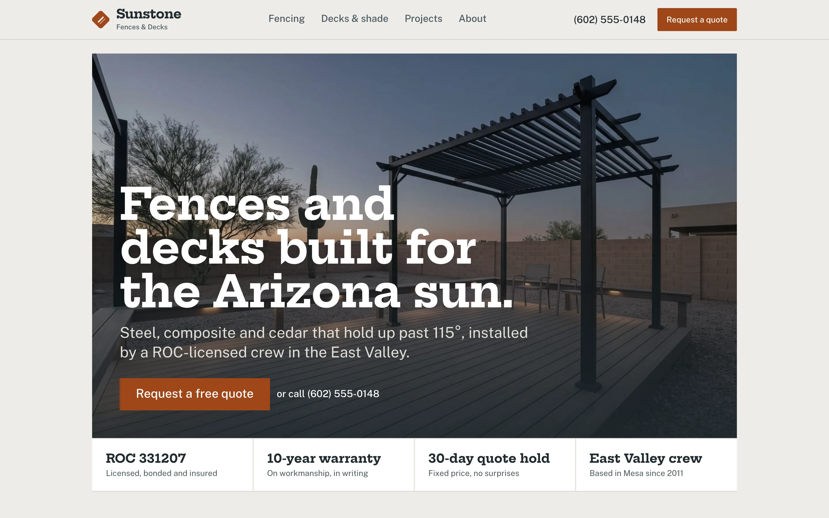 The Sunstone Fences & Decks website